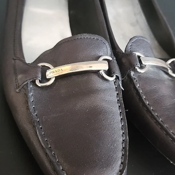 Prada Black Leather Kitten Heels - Picture 2 of 8